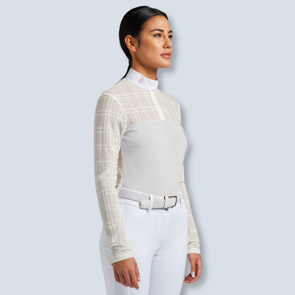 CT L/S Sheer Jacquard Jersey Zip Competition Shirt- Cavalleria