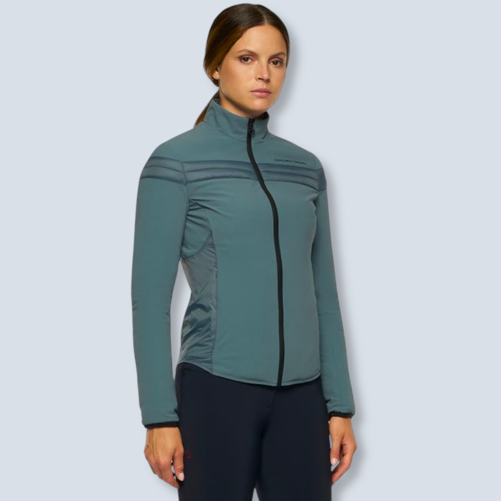 Jersey and Nylon Stripe Lightweight Padded Jacket