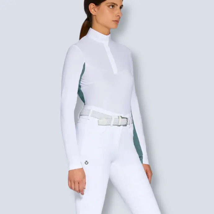 CT Jersey w/Perforated Inserts L/S Button Competition Polo- Cavalleria