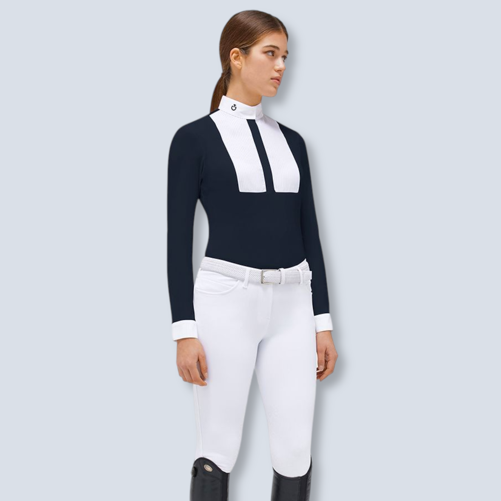 Jersey W/Cotton Pleated Bib/Cuff L/S Competition Shirt