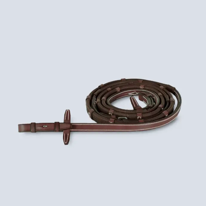 Raised Rubber Reins with Stoppers with Fancy Stitching RE17HSP CWD