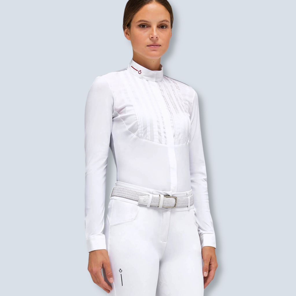 Revo Pleated Poplin Bib L/S Competition Shirt W Tech Knit 