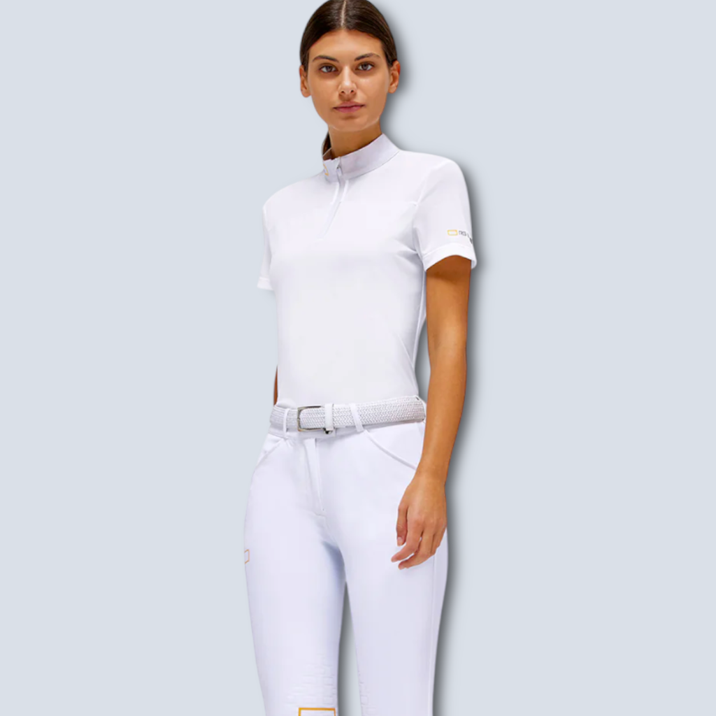 Jersey/Mesh Insert S/S Zip Competition Polo Woman 