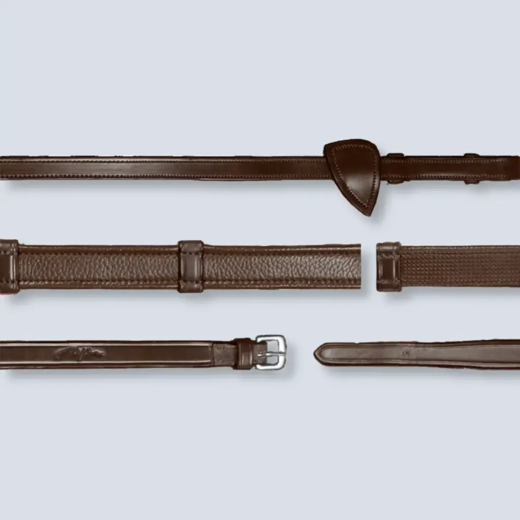 5/8 Hunter Reins With 7 Leather Loops Brown  Cob New English Collection 