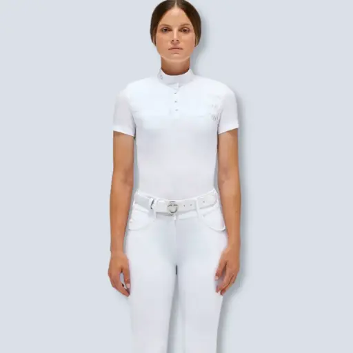 [MX Jersey S/S Competition Polo W/Jersey Pleated Bib Woman] Jersey S/S Competition Polo W/Jersey Pleated Bib Woman