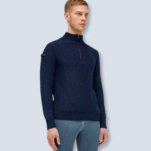 [MX CT Label Half Zip Turtleneck Merino Wool Knit Sweater Man  - Cavalleria] CT Label Half Zip Turtieneck Merino Wool Knit Sweater Man  