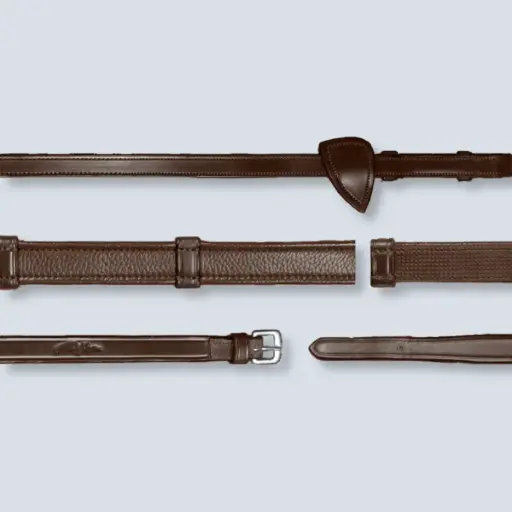 [5/8 Hunter Reins With 7 Leather Loops Brown  Cob New English Collection - Dyon] 5/8 Hunter Reins With 7 Leather Loops Brown  Cob New English Collection 